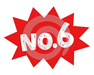 POP label no.6 , six, red offer label